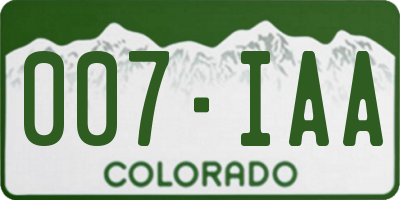 CO license plate 007IAA