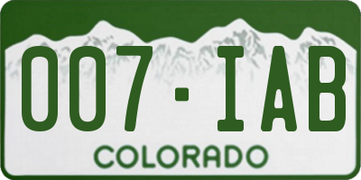 CO license plate 007IAB