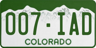 CO license plate 007IAD