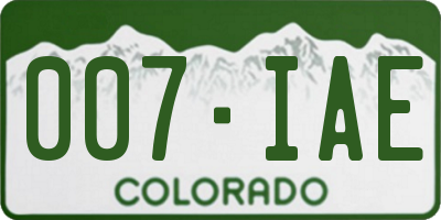 CO license plate 007IAE