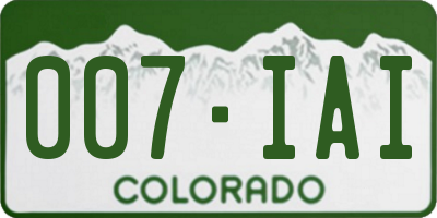 CO license plate 007IAI