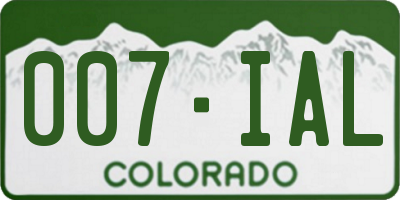 CO license plate 007IAL
