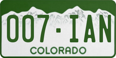 CO license plate 007IAN