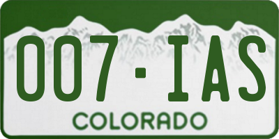 CO license plate 007IAS