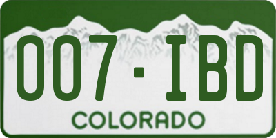 CO license plate 007IBD
