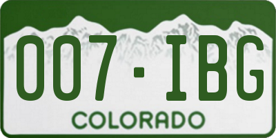 CO license plate 007IBG