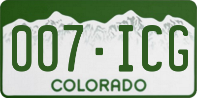 CO license plate 007ICG