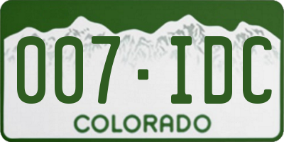 CO license plate 007IDC