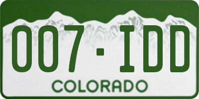 CO license plate 007IDD