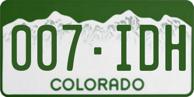 CO license plate 007IDH