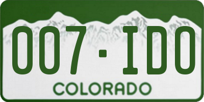 CO license plate 007IDO