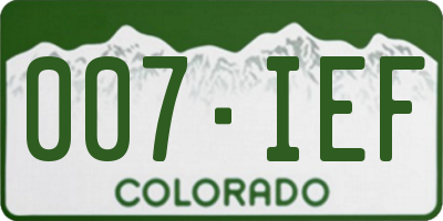 CO license plate 007IEF