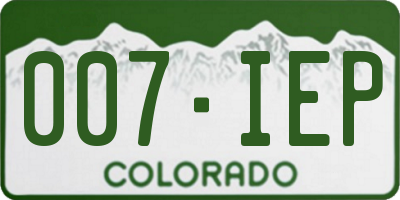 CO license plate 007IEP