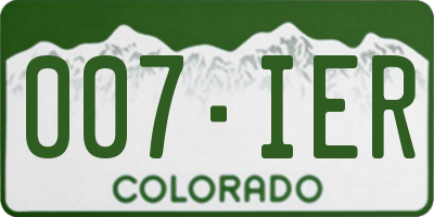 CO license plate 007IER