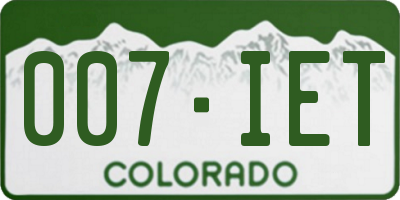 CO license plate 007IET