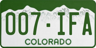 CO license plate 007IFA