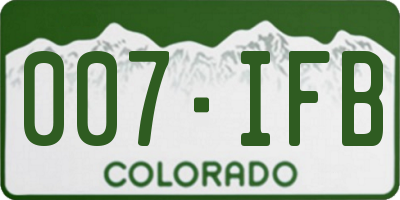 CO license plate 007IFB