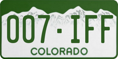 CO license plate 007IFF