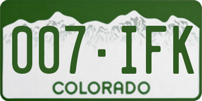 CO license plate 007IFK