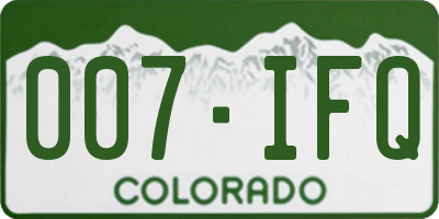 CO license plate 007IFQ
