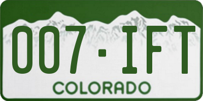 CO license plate 007IFT