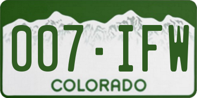 CO license plate 007IFW