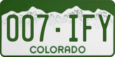 CO license plate 007IFY