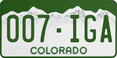 CO license plate 007IGA