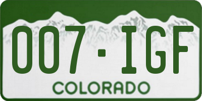 CO license plate 007IGF