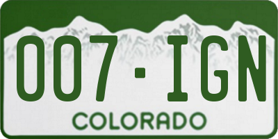 CO license plate 007IGN
