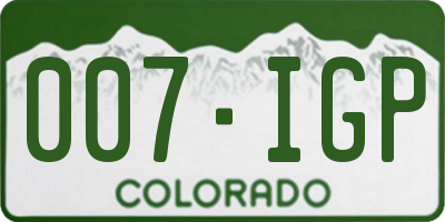 CO license plate 007IGP