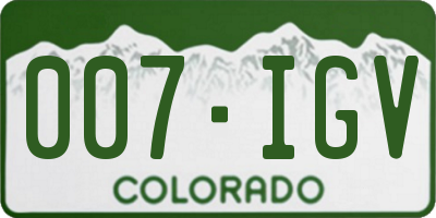 CO license plate 007IGV