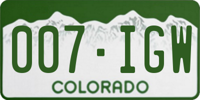 CO license plate 007IGW