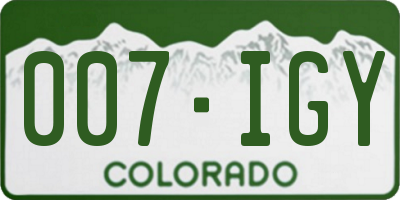 CO license plate 007IGY