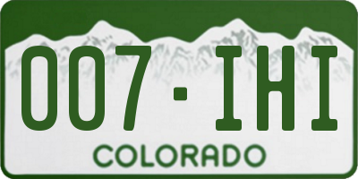 CO license plate 007IHI
