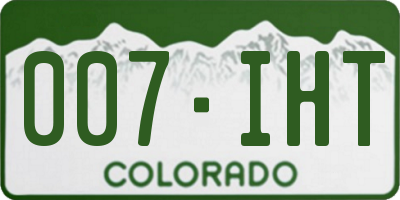 CO license plate 007IHT