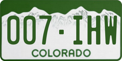 CO license plate 007IHW