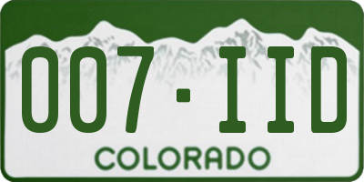 CO license plate 007IID