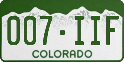 CO license plate 007IIF