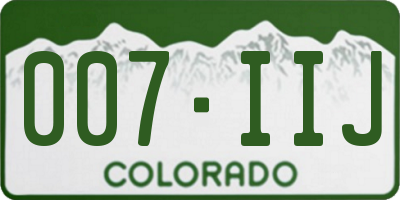 CO license plate 007IIJ