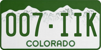 CO license plate 007IIK