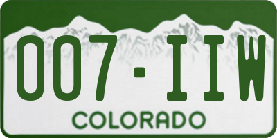 CO license plate 007IIW