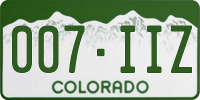 CO license plate 007IIZ