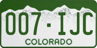 CO license plate 007IJC