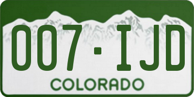 CO license plate 007IJD