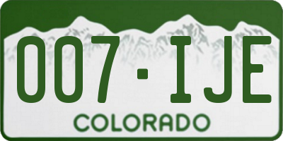 CO license plate 007IJE