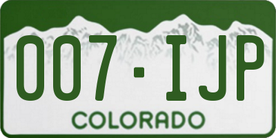 CO license plate 007IJP