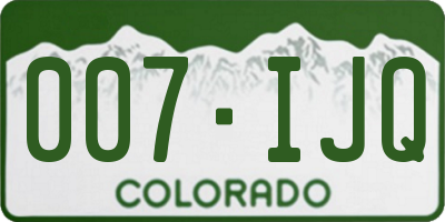 CO license plate 007IJQ
