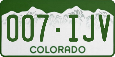 CO license plate 007IJV