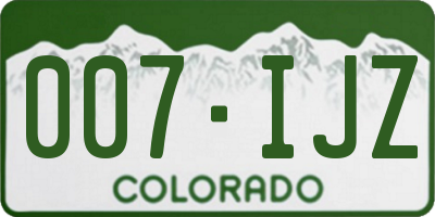 CO license plate 007IJZ
